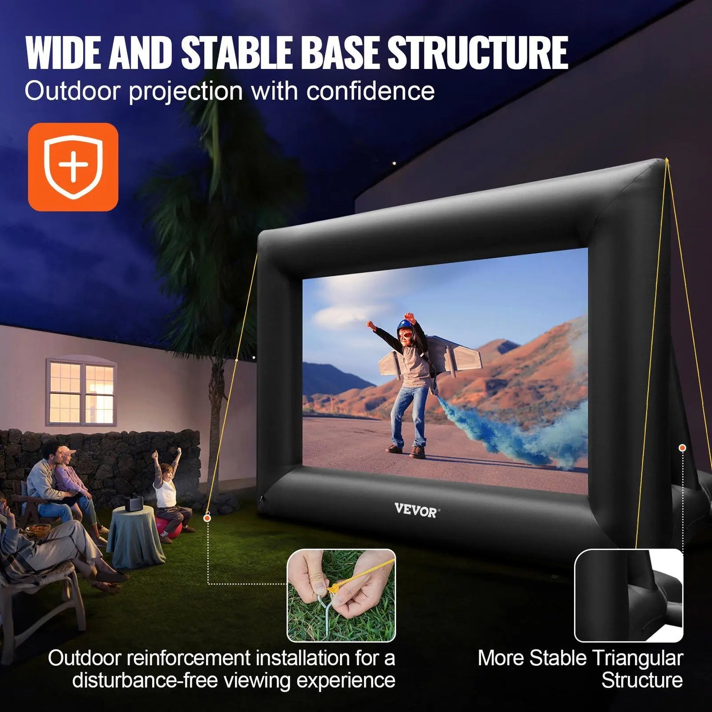 【Dealsforyoudays】Vevor Inflatable Movie Screen 24FT Inflatable Projector Screen for outside with 360W Air Blower Inflatable Screen Oxford Fabric Material Blow up Screen for Outdoor Movie Supports Front/Rear Projection