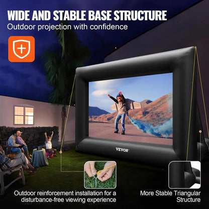 【Dealsforyoudays】Vevor Inflatable Movie Screen 24FT Inflatable Projector Screen for outside with 360W Air Blower Inflatable Screen Oxford Fabric Material Blow up Screen for Outdoor Movie Supports Front/Rear Projection