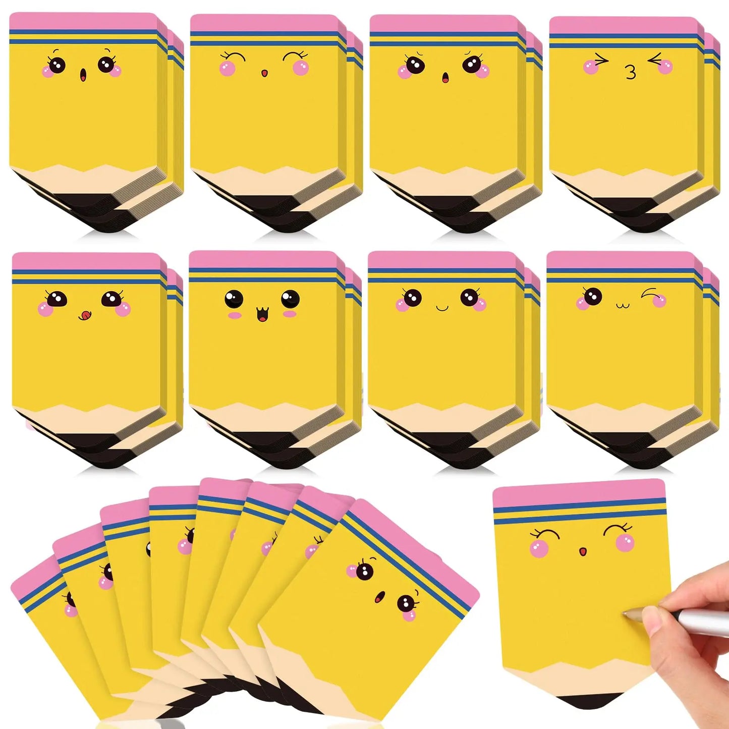 Pencil Sticky Notes 540 Sheets with First Day of School Gifts Card and Gold Bow, 3X3 Back to School 2026 Self Stick Note Pad Pencil Memo Pad for Student Teacher Rewards Stationery Supplies Classroom Kit Positive Affirmations Growth Mindset