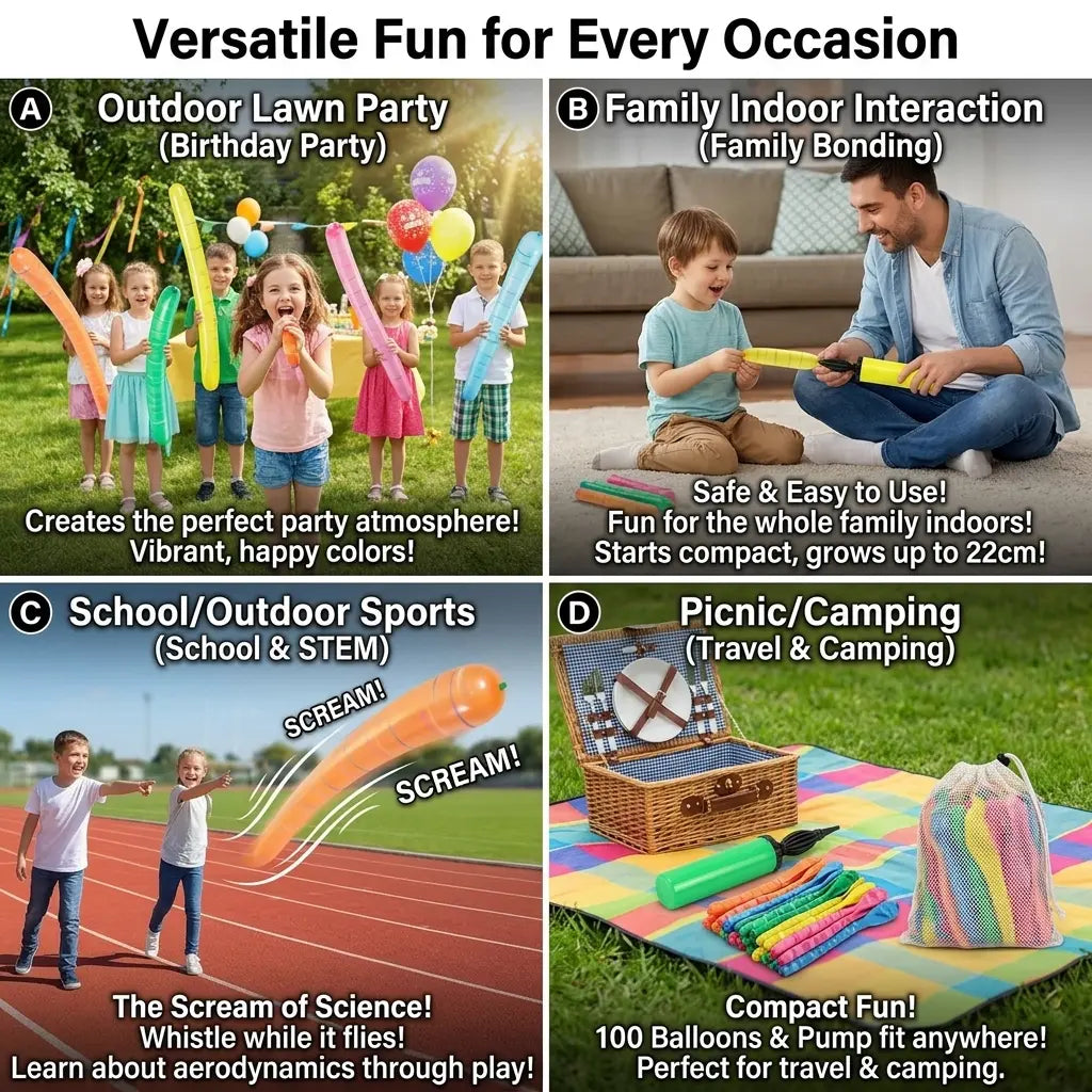 50/100-Pack Rocket Balloon Set, Balloon Party Supplies with Aerodynamic Tip, Easy-Filling Pump, Reusable No-Refill Design for Outdoor & Indoor Fun, Kids Stuff, Toys for Boys, Gifts for Kids, Mother'S Day Gift Option