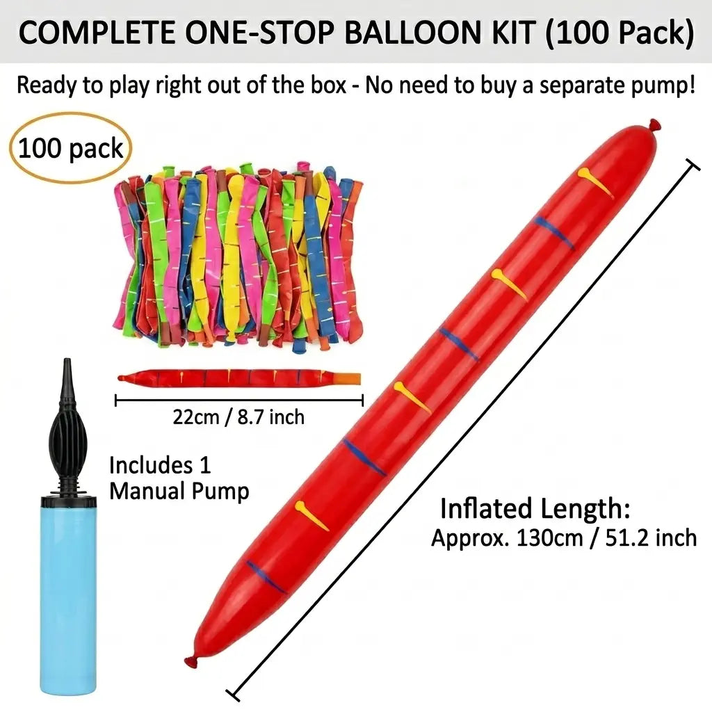 50/100-Pack Rocket Balloon Set, Balloon Party Supplies with Aerodynamic Tip, Easy-Filling Pump, Reusable No-Refill Design for Outdoor & Indoor Fun, Kids Stuff, Toys for Boys, Gifts for Kids, Mother'S Day Gift Option