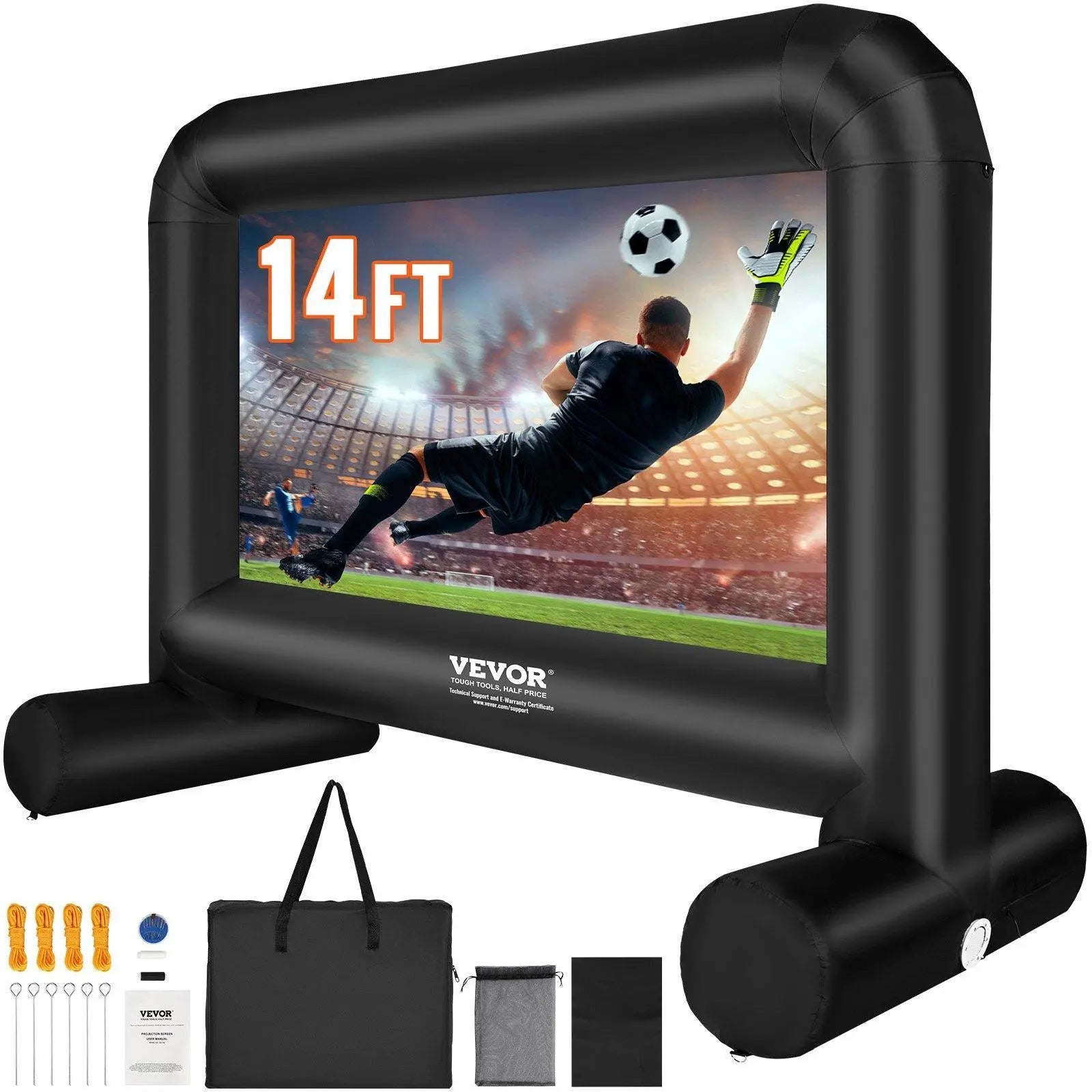 【Dealsforyoudays】Vevor Inflatable Movie Screen 24FT Inflatable Projector Screen for outside with 360W Air Blower Inflatable Screen Oxford Fabric Material Blow up Screen for Outdoor Movie Supports Front/Rear Projection