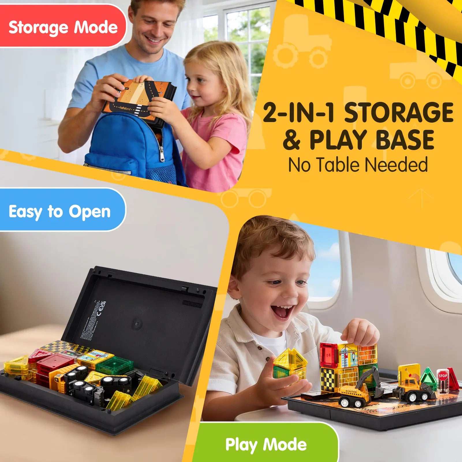 Hahaland 38 PCS Magnetic Tiles Road Toppers Set for Kids Ages 3-5, Magnetic Building Blocks with Cars Toys for 3-5 Years Old Boys and Girls Stem Toys Birthday Gifts for Age 3 4 5 6 7 Year Old