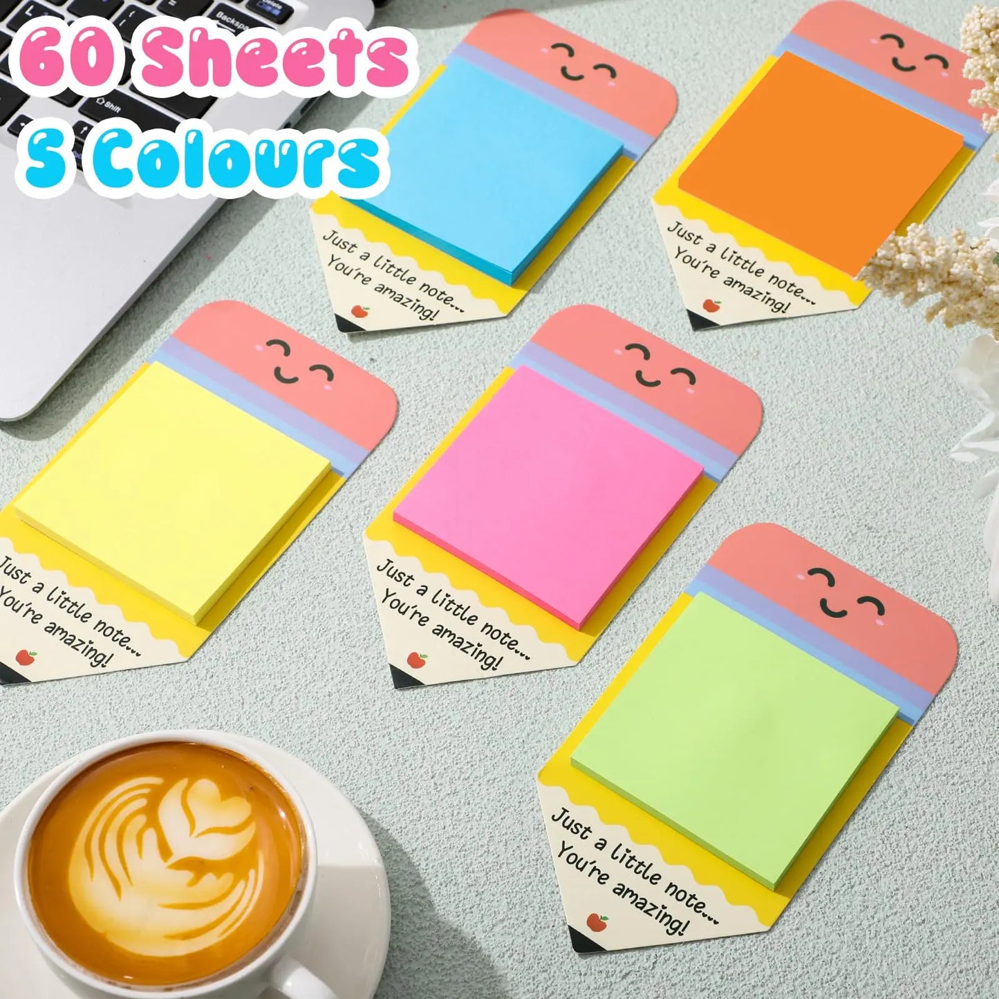 Pencil Sticky Notes 540 Sheets with First Day of School Gifts Card and Gold Bow, 3X3 Back to School 2026 Self Stick Note Pad Pencil Memo Pad for Student Teacher Rewards Stationery Supplies Classroom Kit Positive Affirmations Growth Mindset