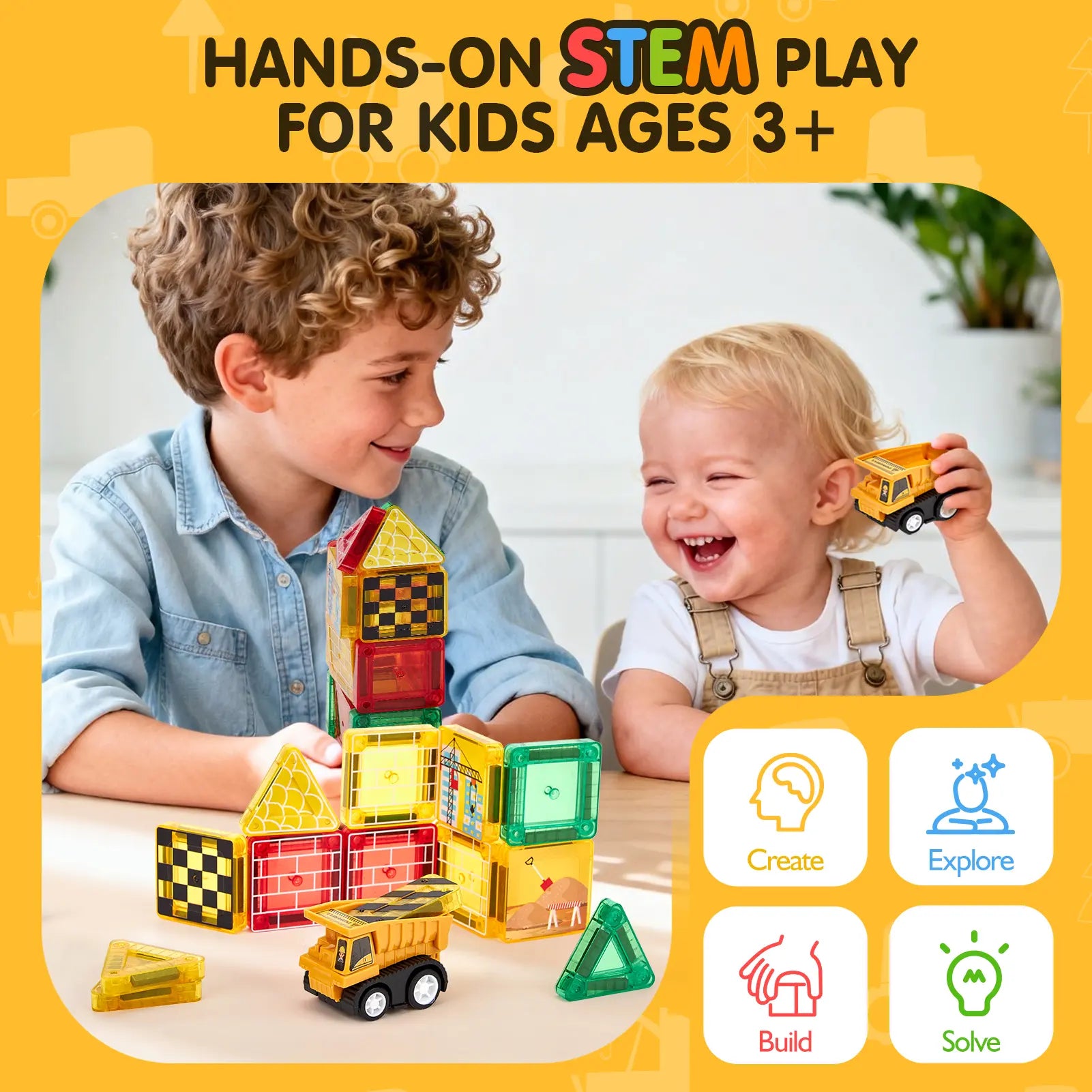 Hahaland 38 PCS Magnetic Tiles Road Toppers Set for Kids Ages 3-5, Magnetic Building Blocks with Cars Toys for 3-5 Years Old Boys and Girls Stem Toys Birthday Gifts for Age 3 4 5 6 7 Year Old