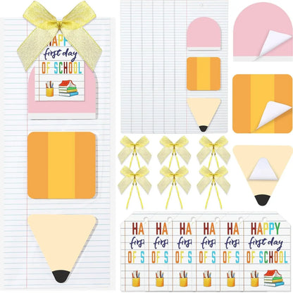 Pencil Sticky Notes 540 Sheets with First Day of School Gifts Card and Gold Bow, 3X3 Back to School 2026 Self Stick Note Pad Pencil Memo Pad for Student Teacher Rewards Stationery Supplies Classroom Kit Positive Affirmations Growth Mindset