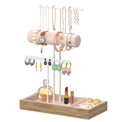 Jewellery Stand Organiser, Earring Organiser Necklace Holder, Jewellery Display Stand Holder with Metal Frame, Gift Idea, Black