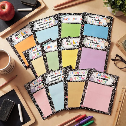 Pencil Sticky Notes 540 Sheets with First Day of School Gifts Card and Gold Bow, 3X3 Back to School 2026 Self Stick Note Pad Pencil Memo Pad for Student Teacher Rewards Stationery Supplies Classroom Kit Positive Affirmations Growth Mindset