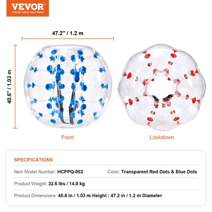 【Dealsforyoudays】Vevor Inflatable Bumper Balls 2-Pack, 5FT/1.5M Body Sumo Zorb Balls for Teen & Adult, 0.8Mm Thick PVC Human Hamster Bubble Balls for Outdoor Team Gaming Play, Bumper Bopper Toys for Garden, Yard, Park