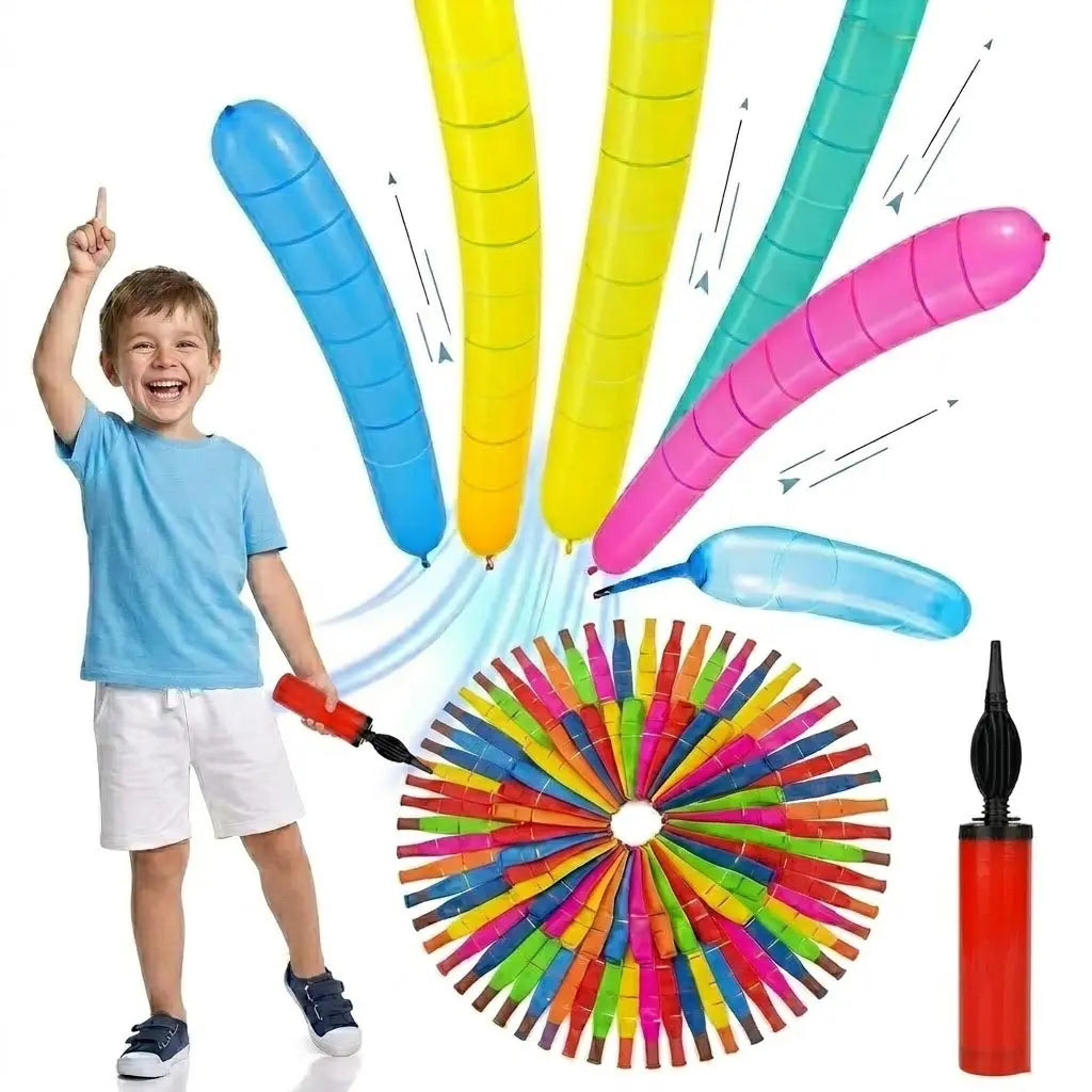 50/100-Pack Rocket Balloon Set, Balloon Party Supplies with Aerodynamic Tip, Easy-Filling Pump, Reusable No-Refill Design for Outdoor & Indoor Fun, Kids Stuff, Toys for Boys, Gifts for Kids, Mother'S Day Gift Option